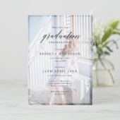 Invitation Personnalisé 2 Photo Chic Calligraphie Graduation (Debout devant)