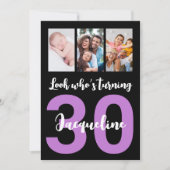 Invitation Personnalisé 30e anniversaire Black moderne photo  (Devant)