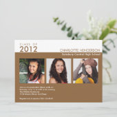 Invitation Personnalisé 3 photo brun de l'invitation de class (Debout devant)