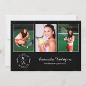 Invitation Personnalisé 3 Photo Chic Emblem Black Graduation (Devant)