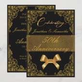 Invitation Personnalisé 50e anniversaire de mariage Or Noir (Devant / Derrière)