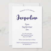 Invitation Personnalisé 50e anniversaire Purple Script photo (Dos)