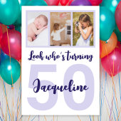 Invitation Personnalisé 50e anniversaire Purple Script photo