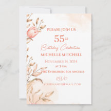 Personnalisé 55e anniversaire Peach Floral Tulips