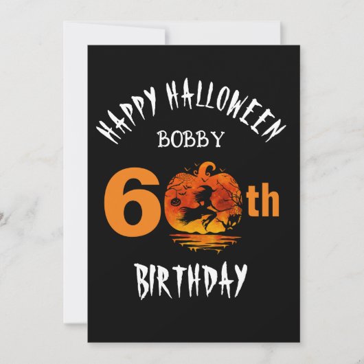 Invitation Personnalisé 60e anniversaire Bonne fête d'Hallowe (Devant)