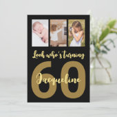 Invitation Personnalisé 60e anniversaire Gold Modern Photo Co (Debout devant)