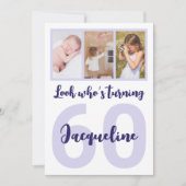 Invitation Personnalisé 60e anniversaire Purple Script photo (Devant)