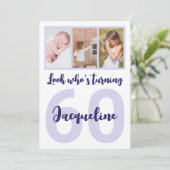 Invitation Personnalisé 60e anniversaire Purple Script photo (Debout devant)