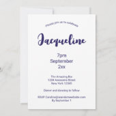 Invitation Personnalisé 60e anniversaire Purple Script photo (Dos)