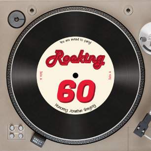 Invitation Personnalisé 60e anniversaire Retro Music Record R
