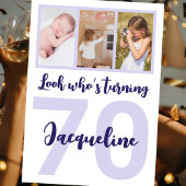 Invitation Personnalisé 70e anniversaire Purple Script photo 