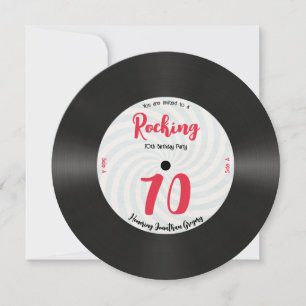 Invitation Personnalisé 70e anniversaire Retro Music Record R