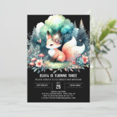 Invitation Personnalisé Adorable Fox Anniversaire numérique (Debout devant)