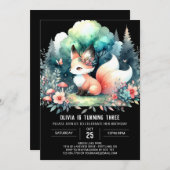 Invitation Personnalisé Adorable Fox Anniversaire numérique (Devant / Derrière)