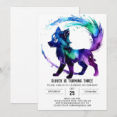 Invitation Personnalisé Adorable Wolf Digital Boy Anniversair (Devant / Derrière)