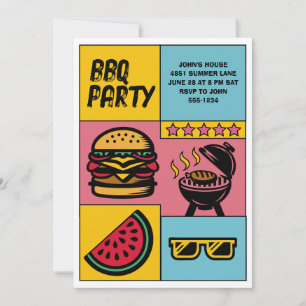Invitation Personnalisé BBBQ Party Summer Pop Art Personnalis