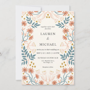 Invitation Personnalisé Beige Rose Peach Terracotta Blossom M