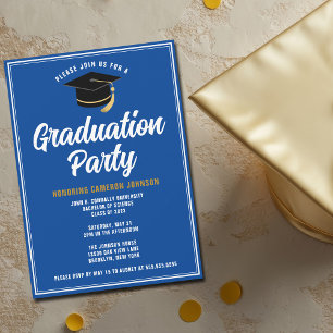 Invitation Personnalisé Bleu Blanc Moderne 2025 Graduation Pa
