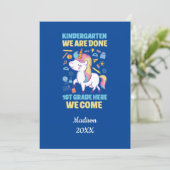 Invitation Personnalisé Blue Unicorn Maternelle (Debout devant)
