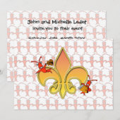Invitation personnalisé Cajun Crawfish Fleur de Li (Devant / Derrière)