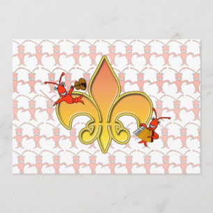 Invitation personnalisé Cajun Crawfish Fleur de Li