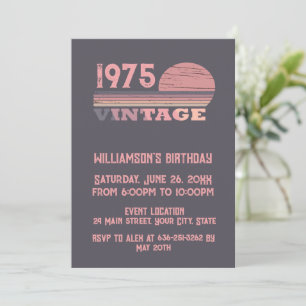 Invitation Personnalisé cinquante vintage fête du 50e anniver