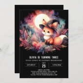 Invitation Personnalisé Cute Fox Anniversaire numérique (Devant / Derrière)