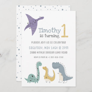 Invitation Personnalisé Cute Pastel Dinosaures Anniversaire