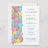Invitation personnalisé des ballons de fête de 1er (Dos)