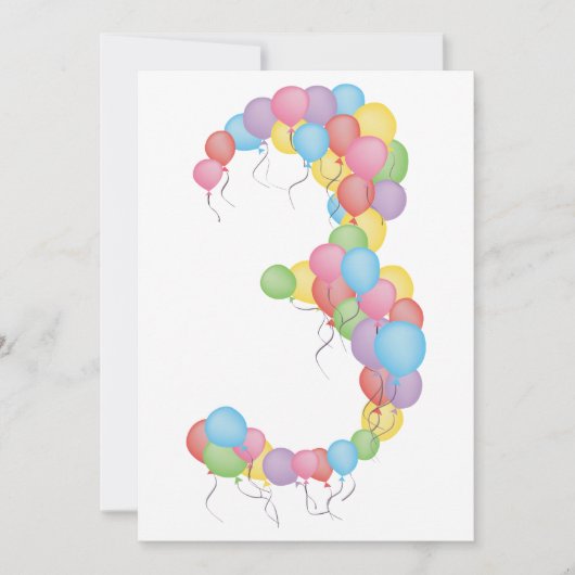 Invitation personnalisé des ballons du 3e annivers (Devant)