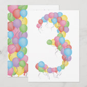 Invitation personnalisé des ballons du 3e annivers (Devant / Derrière)