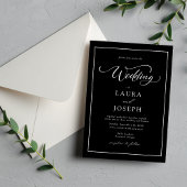 Invitation Personnalisé Elegant Classic Mariage noir & blanc