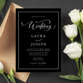Invitation Personnalisé Elegant Classic Mariage noir & blanc