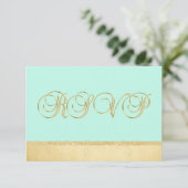 Invitation Personnalisé Elegant MINT Gold Mariage RSVP (Debout devant)