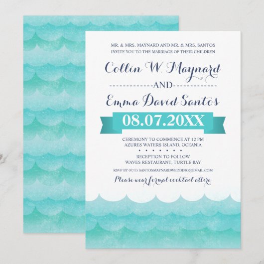 Invitation Personnalisé En Mer Mariage Nautique Invite (Devant / Derrière)