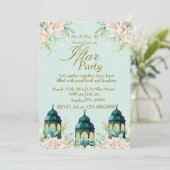 Invitation Personnalisé Floral Gold Ramadan Iftar Party (Debout devant)