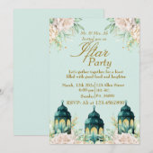 Invitation Personnalisé Floral Gold Ramadan Iftar Party (Devant / Derrière)