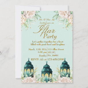 Invitation Personnalisé Floral Gold Ramadan Iftar Party