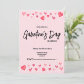 Invitation Personnalisé Galentine's Day Amis aquarelle coeurs (Debout devant)