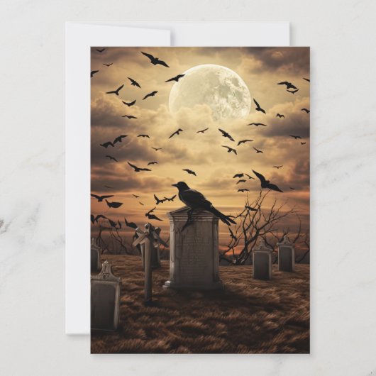 Invitation Personnalisé Halloween Party Gothic Raven Graveyar (Devant)