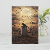Invitation Personnalisé Halloween Party Gothic Raven Graveyar (Debout devant)