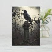 Invitation Personnalisé Halloween Party Gothic Raven Graveyar (Debout devant)
