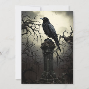 Invitation Personnalisé Halloween Party Gothic Raven Graveyar