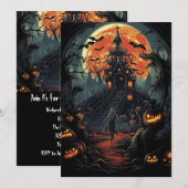 Invitation Personnalisé Halloween Party Zombie Maison hantée (Devant / Derrière)