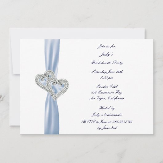 Invitation Personnalisé Ice Blue Hearts Bachelorette Invitati (Devant)