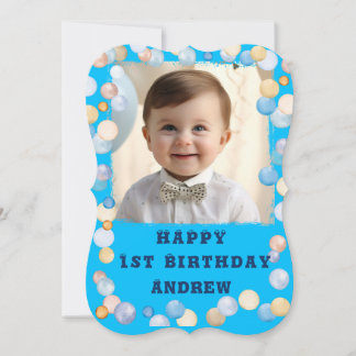 Invitation Personnalisé Joyeux 1er Anniversaire Avec Photo
