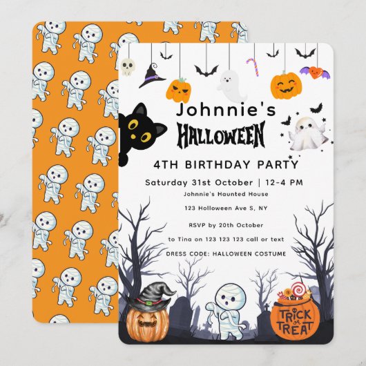 Invitation Personnalisé Joyeux Halloween Anniversaire (Devant / Derrière)