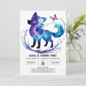 Invitation Personnalisé Joyeux Wolf Digital Girl Anniversaire (Debout devant)
