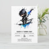 Invitation Personnalisé Majestic Ninja Boy Digital Anniversai (Debout devant)