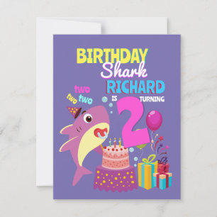 Invitation Personnalisé maman tante Papa Papa papa Shark Anni